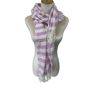 Lavender Purple and White Stripe Lightweight Scarf Wrap
